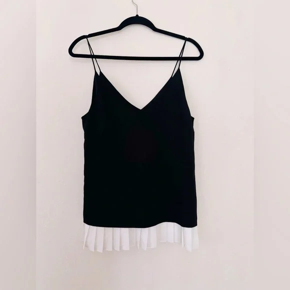 Lulus pleated black and white cami tank top - Picture 5 of 8